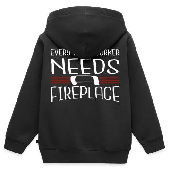 bois blogueur bois - Sweat Premium à capuche zippé enfant bio - noir - Dos - AI Model Kid Male (0cm)