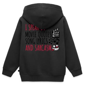speak lyrics and sarcasm - Kids Premium Organic Zip-up Hoodie - black - Back - AI Model Kid Male (0cm)