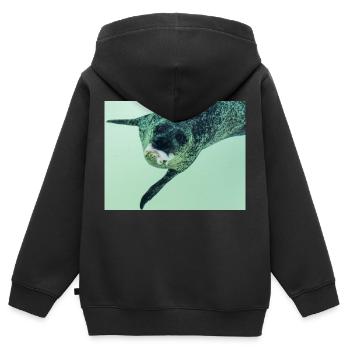 Seehund - Kinder Premium Organic Zip Hoodie - Schwarz - Hinten - AI Model Kid Male (0cm)
