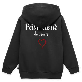 Petit cœur de beurre - Sweat Premium à capuche zippé enfant bio - noir - Dos - AI Model Kid Male (0cm)
