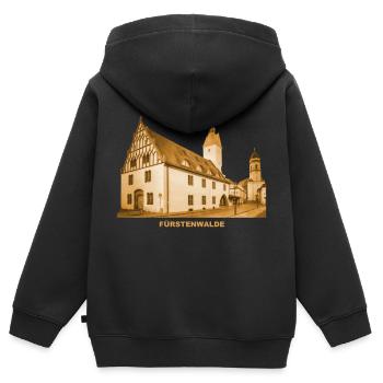 Cathédrale de Fürstenwalde St. Marien Spree Brandenburg - Sweat Premium à capuche zippé enfant bio - noir - Dos - AI Model Kid Male (0cm)