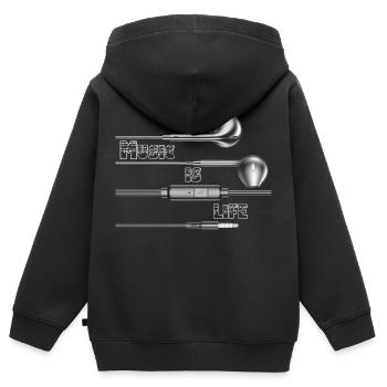La musique, c’est la vie - Sweat Premium à capuche zippé enfant bio - noir - Dos - AI Model Kid Male (0cm)