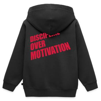 Citation de discipline sur la motivation - Sweat Premium à capuche zippé enfant bio - noir - Dos - AI Model Kid Male (0cm)