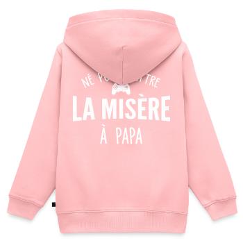 né pour mettre la misère à papa - humour enfant - Sweat Premium à capuche zippé enfant bio - rose - Dos - AI Model Kid Female (0cm)