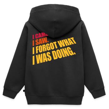 I came saw forget - Kinder Premium Organic Zip Hoodie - Schwarz - Hinten - AI Model Kid Male (0cm)