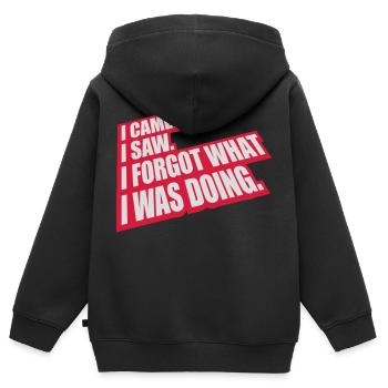 I came saw forget - Kinder Premium Organic Zip Hoodie - Schwarz - Hinten - AI Model Kid Male (0cm)