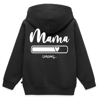 Maman charge maman maman - Sweat Premium à capuche zippé enfant bio - noir - Dos - AI Model Kid Male (0cm)