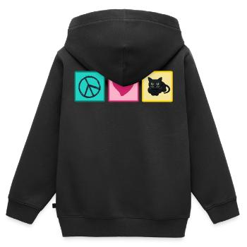 Katze Katzenhaar Mietzekatze "love peace cats" - Kinder Premium Organic Zip Hoodie - Schwarz - Hinten - AI Model Kid Male (0cm)