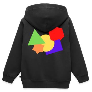 Formes colorées - Sweat Premium à capuche zippé enfant bio - noir - Dos - AI Model Kid Male (0cm)