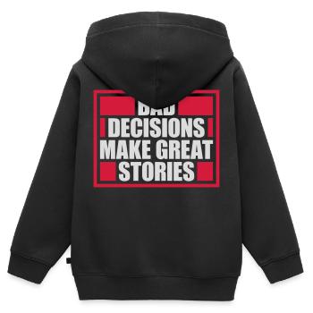 Mauvaises décisions Bonnes histoires - Sweat Premium à capuche zippé enfant bio - noir - Dos - AI Model Kid Male (0cm)
