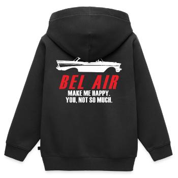 BEL AIR MACHEN MICH GLÜCKLICH DICH NICHT SO SEHR - Kinder Premium Organic Zip Hoodie - Schwarz - Hinten - AI Model Kid Male (0cm)