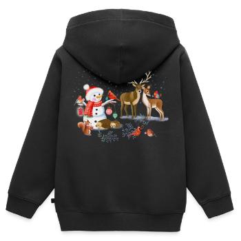 Weihnachts-Wintermärchen - Kinder Premium Organic Zip Hoodie - Schwarz - Hinten - AI Model Kid Male (0cm)