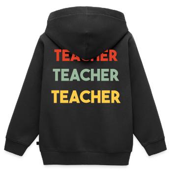 Teacher Retro Style - Kinder Premium Organic Zip Hoodie - Schwarz - Hinten - AI Model Kid Male (0cm)