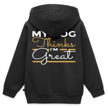 My Dog thinks i´m Great - Kinder Premium Organic Zip Hoodie - Schwarz - Hinten - AI Model Kid Male (0cm)