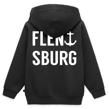 Flensburg Anker - Kinder Premium Organic Zip Hoodie - Schwarz - Hinten - AI Model Kid Male (0cm)