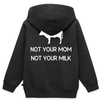 Pas ta mère Pas ton lait - Sweat Premium à capuche zippé enfant bio - noir - Dos - AI Model Kid Male (0cm)