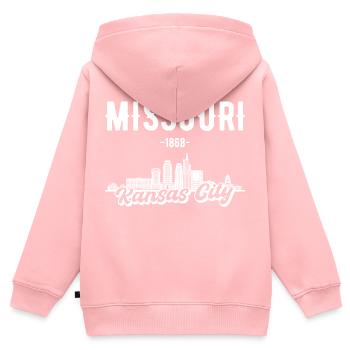 Cadeau Skyline de Kansas City Missouri - Sweat Premium à capuche zippé enfant bio - rose - Dos - AI Model Kid Female (0cm)