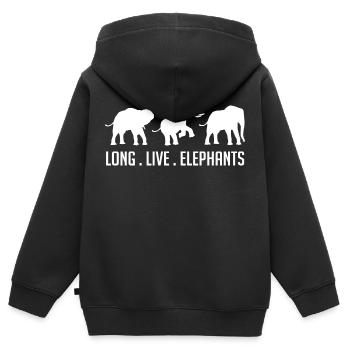 Long Live Elephants - Sweat Premium à capuche zippé enfant bio - noir - Dos - AI Model Kid Male (0cm)