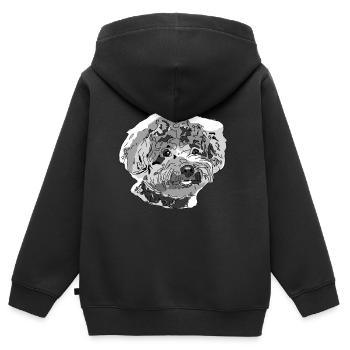 Caniche - Sweat Premium à capuche zippé enfant bio - noir - Dos - AI Model Kid Male (0cm)