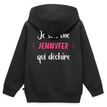 Je suis une JENNYFER qui déchire - Sweat Premium à capuche zippé enfant bio - noir - Dos - AI Model Kid Male (0cm)