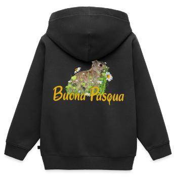 buona pasqua Frohe Ostern - Kinder Premium Organic Zip Hoodie - Schwarz - Hinten - AI Model Kid Male (0cm)