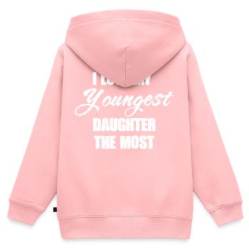 J’aime ma plus jeune fille La fête des pères - Sweat Premium à capuche zippé enfant bio - rose - Dos - AI Model Kid Female (0cm)