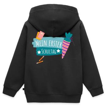 MEIN ERSTER SCHULTAG - Kinder Premium Organic Zip Hoodie - Schwarz - Hinten - AI Model Kid Male (0cm)