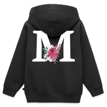 Buchstabe m blumig - Kinder Premium Organic Zip Hoodie - Schwarz - Hinten - AI Model Kid Male (0cm)
