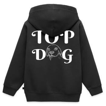 TOP DOG - Kinder Premium Organic Zip Hoodie - Schwarz - Hinten - AI Model Kid Male (0cm)