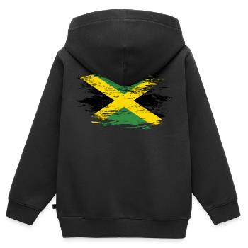Jamaika Flagge used - Kinder Premium Organic Zip Hoodie - Schwarz - Hinten - AI Model Kid Male (0cm)
