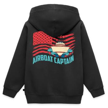 Airboat Captain Hydroplane Air Boat Propeller Swam - Kinder Premium Organic Zip Hoodie - Schwarz - Hinten - AI Model Kid Male (0cm)