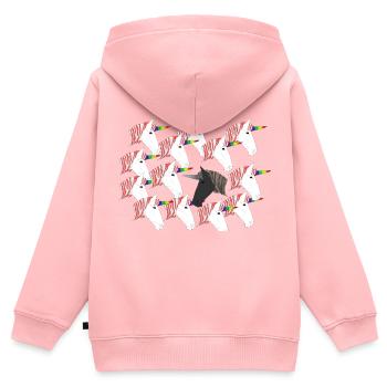 Troupeau de licornes - Sweat Premium à capuche zippé enfant bio - rose - Dos - AI Model Kid Female (0cm)