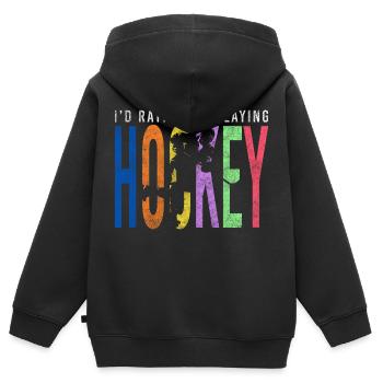 Eishockey Mannschaft Puck - Kinder Premium Organic Zip Hoodie - Schwarz - Hinten - AI Model Kid Male (0cm)