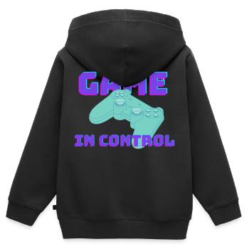 SPIEL unter Kontrolle - Kinder Premium Organic Zip Hoodie - Schwarz - Hinten - AI Model Kid Male (0cm)