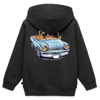 Marc im Cabrio - Kinder Premium Organic Zip Hoodie - Schwarz - Hinten - AI Model Kid Male (0cm)