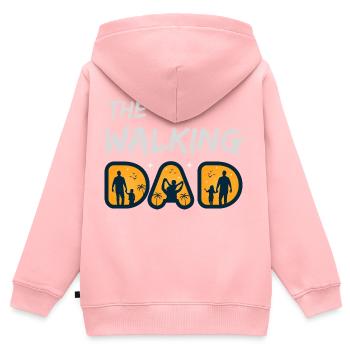 Le papa de la marche - Sweat Premium à capuche zippé enfant bio - rose - Dos - AI Model Kid Female (0cm)