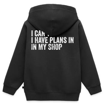 Ich kann nicht, ich habe Pläne im Shop - Kinder Premium Organic Zip Hoodie - Schwarz - Hinten - AI Model Kid Male (0cm)