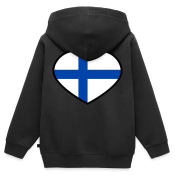 Finlande - Sweat Premium à capuche zippé enfant bio - noir - Dos - AI Model Kid Male (0cm)