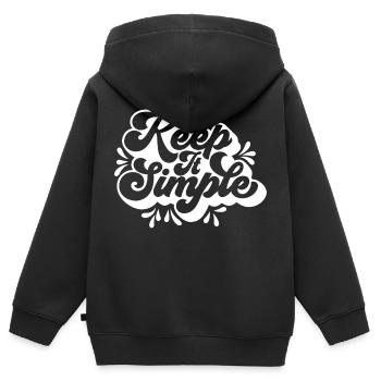 Halte es einfach - Kinder Premium Organic Zip Hoodie - Schwarz - Hinten - AI Model Kid Male (0cm)