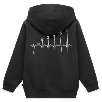 1N23456 Motorrad Gangschaltung - Adrenalin - Puls - Kinder Premium Organic Zip Hoodie - Schwarz - Hinten - AI Model Kid Male (0cm)