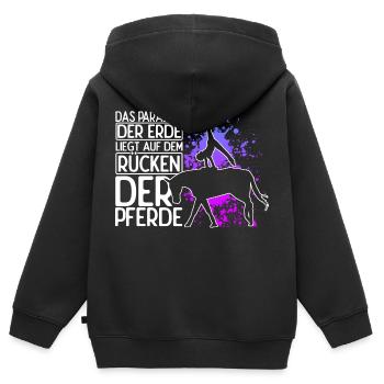 Reiten Pferd Spruch Reiterin Reiterhof Reitverein - Kinder Premium Organic Zip Hoodie - Schwarz - Hinten - AI Model Kid Male (0cm)
