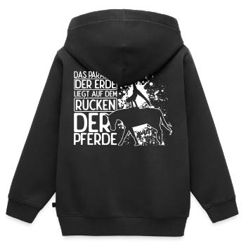 Reiten Pferd Spruch Reiter Reiterhof Reitverein Re - Kinder Premium Organic Zip Hoodie - Schwarz - Hinten - AI Model Kid Male (0cm)