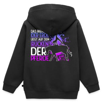 Reiten Pferd Spruch Reiterin Reiterhof Reitverein - Kinder Premium Organic Zip Hoodie - Schwarz - Hinten - AI Model Kid Male (0cm)