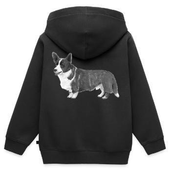 Walisische Corgi-Strickjacke - Kinder Premium Organic Zip Hoodie - Schwarz - Hinten - AI Model Kid Male (0cm)