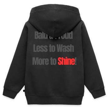 kahl und stolz weniger zu waschen mehr zu glänzen - Kinder Premium Organic Zip Hoodie - Schwarz - Hinten - AI Model Kid Male (0cm)