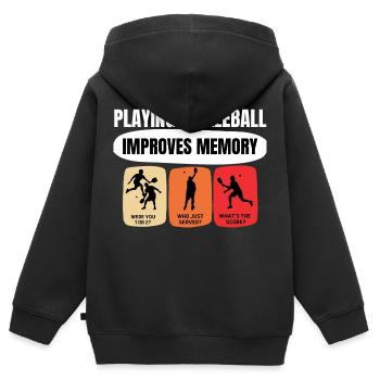 Jouer au pickleball améliore la mémoire - Sweat Premium à capuche zippé enfant bio - noir - Dos - AI Model Kid Male (0cm)