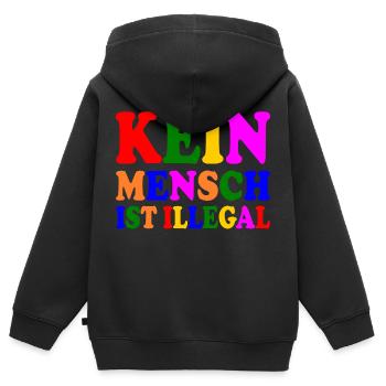 Kein mensch ist illegal - Kinder Premium Organic Zip Hoodie - Schwarz - Hinten - AI Model Kid Male (0cm)