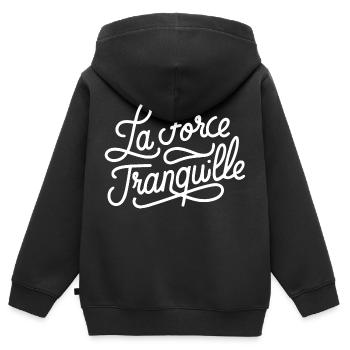 La force tranquille - Sweat Premium à capuche zippé enfant bio - noir - Dos - AI Model Kid Male (0cm)