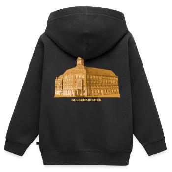 Tribunal postal de Gelsenkirchen de Rhénanie-du-Nord-Westphalie - Sweat Premium à capuche zippé enfant bio - noir - Dos - AI Model Kid Male (0cm)