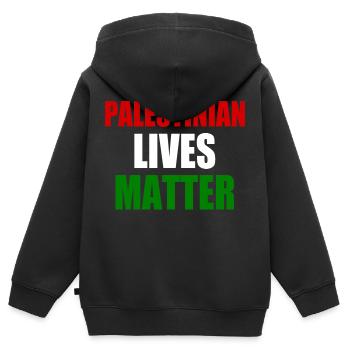 Palestinian lives matter - Sweat Premium à capuche zippé enfant bio - noir - Dos - AI Model Kid Male (0cm)